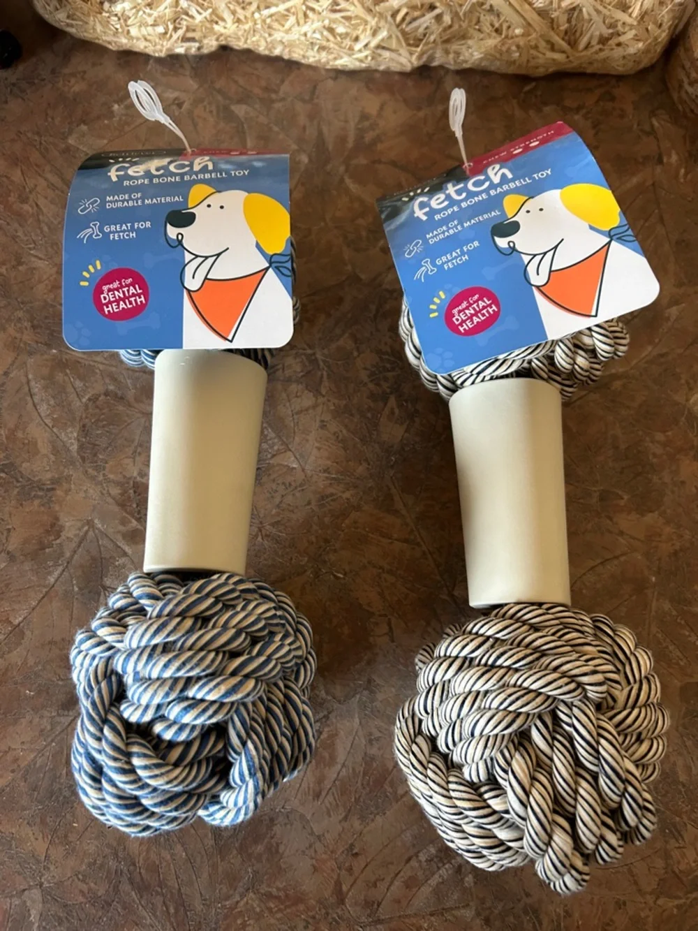 FETCH Dog Rope Barbell Bone Dog Toys